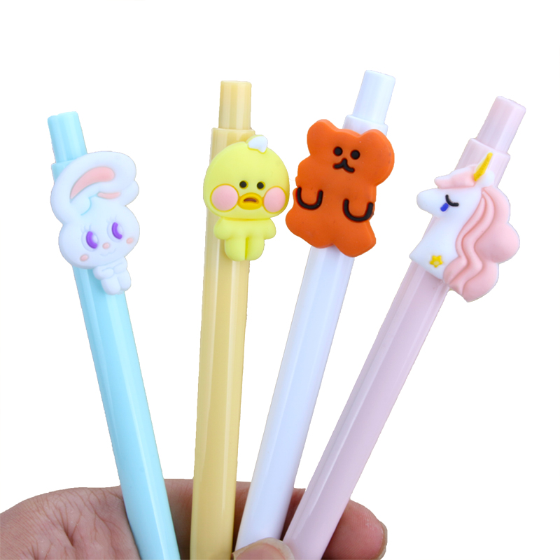 Korean Creative Cartoon Gel Pen Cute Animal Press Black Gel Ink Pen Student Stationery Gift Wholesale