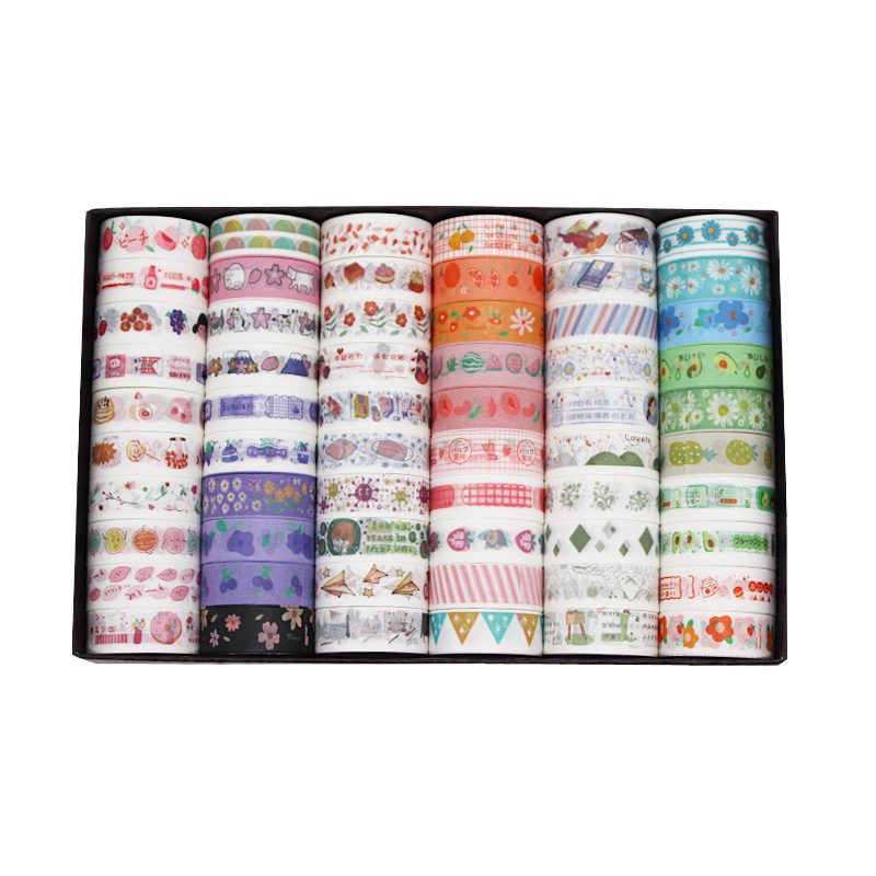 Cartoon and Paper Adhesive Tape 60 Rolls DIY Decorative Tapes Sticker Painting Material Cute Children Stationery Journal Gift Box
