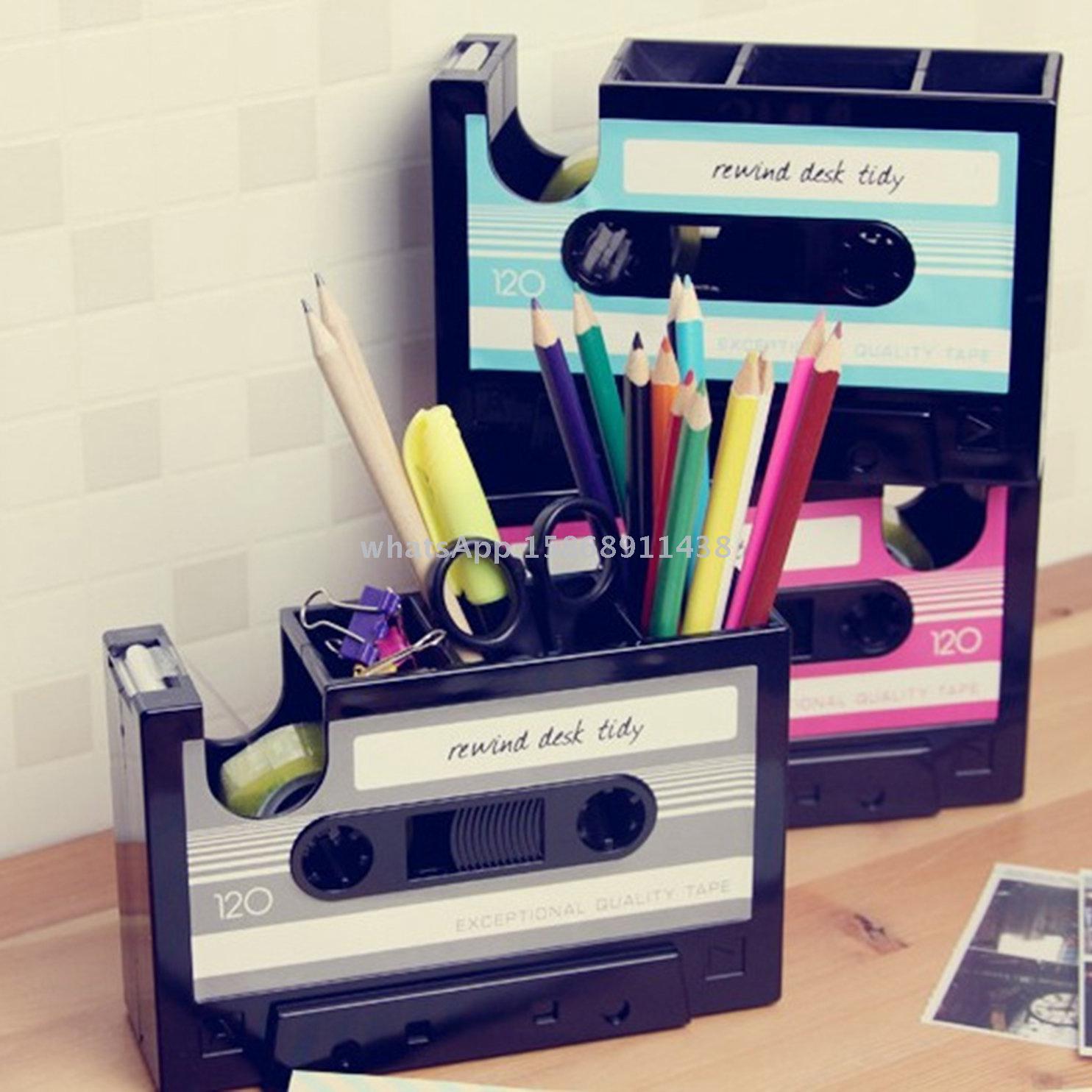 Slingifts hot-Cassette Tape Dispenser Pen Holder Pencil Pot Stationery Desk Tidy Container Office Stationery