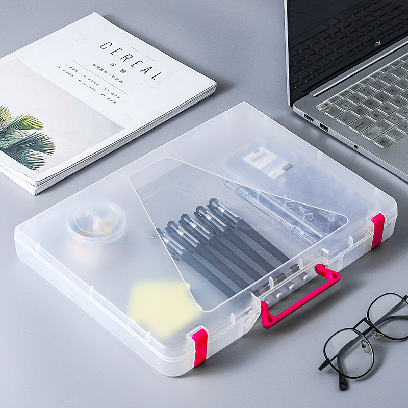 KM6318 transparent paper binder A4 folder plastic file box information file bag portable
