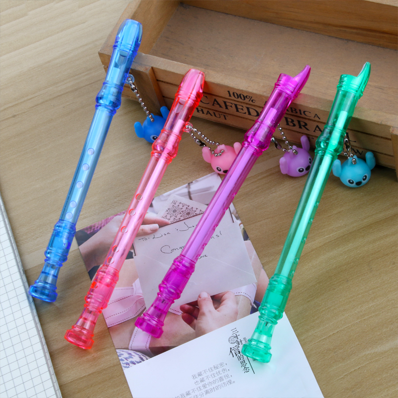 Simple Color Flute Shape with Pendant Gel Pen Student Stationery Can Be Blown Ball Pen Personality Stationery Black Core Simple Color Flute Shape with Pendant Gel Pen Student Stationery Can Be Blown Ball Pen Personality Stationery Black Core