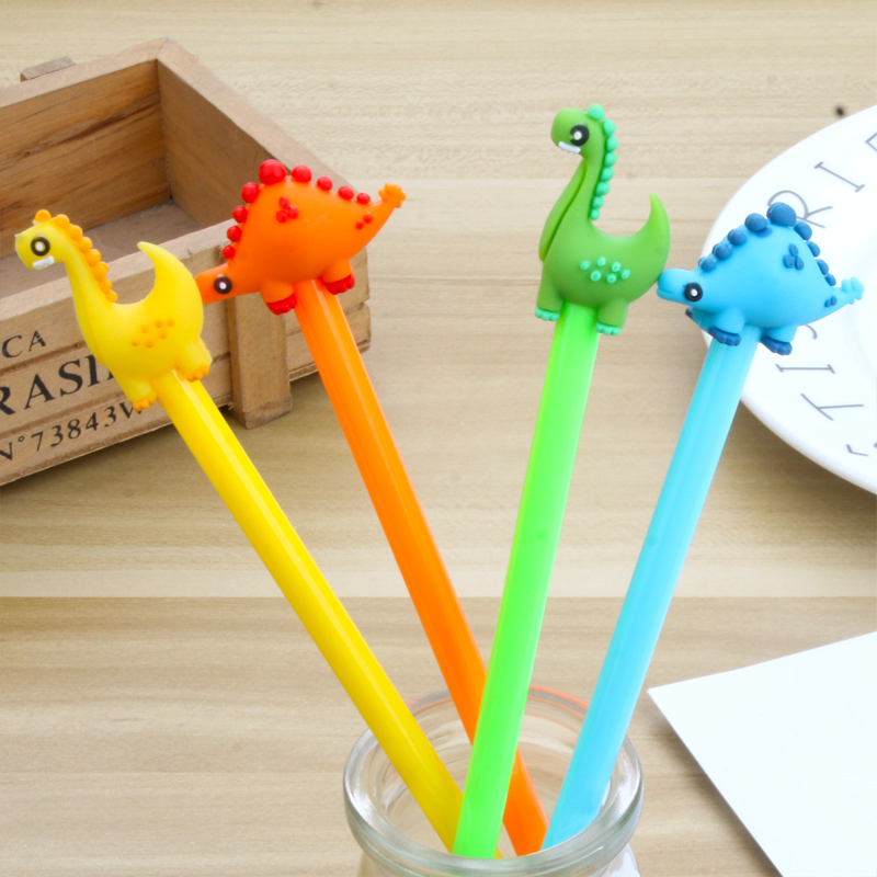 Creative Cartoon Animal Dinosaur Gel Pen Cute Learning Stationery Water-Based Paint Pen Syringe Black Office Signature Pen