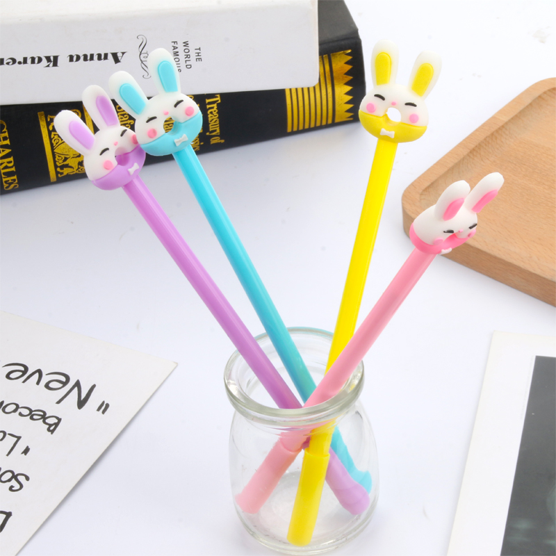 Creative Stationery Rabbit Jun Gel Pen Cute Cartoon Long Ears Rabbit Student Ball Pen Black Rabbit Office Signature Pen