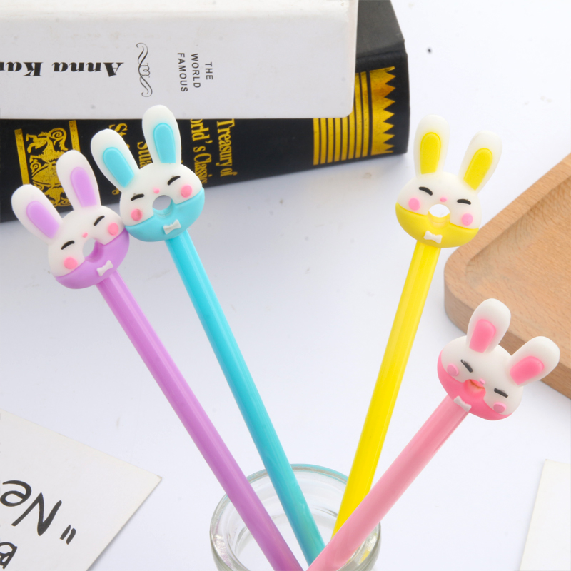 Creative Stationery Rabbit Jun Gel Pen Cute Cartoon Long Ears Rabbit Student Ball Pen Black Rabbit Office Signature Pen