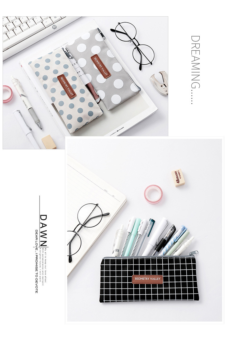 Dot pen bag canvas pencil bag stationery bag student stationery receiving bag pencil bag information bag Dot pen bag canvas pencil bag stationery bag student stationery receiving bag pencil bag information bag