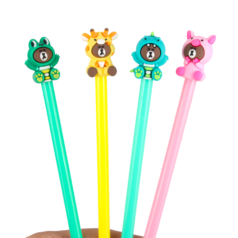 Japanese and Korean Simple New Creative Animal Coat Bear 0.5mm Black Gel Pen Student Studying Stationery Wholesale