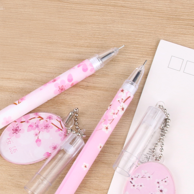 Japanese and Korean Creative New Cartoon Cherry Blossom Pendant 0.5mm Gel Pen Student School Supplies Stationery Wholesale