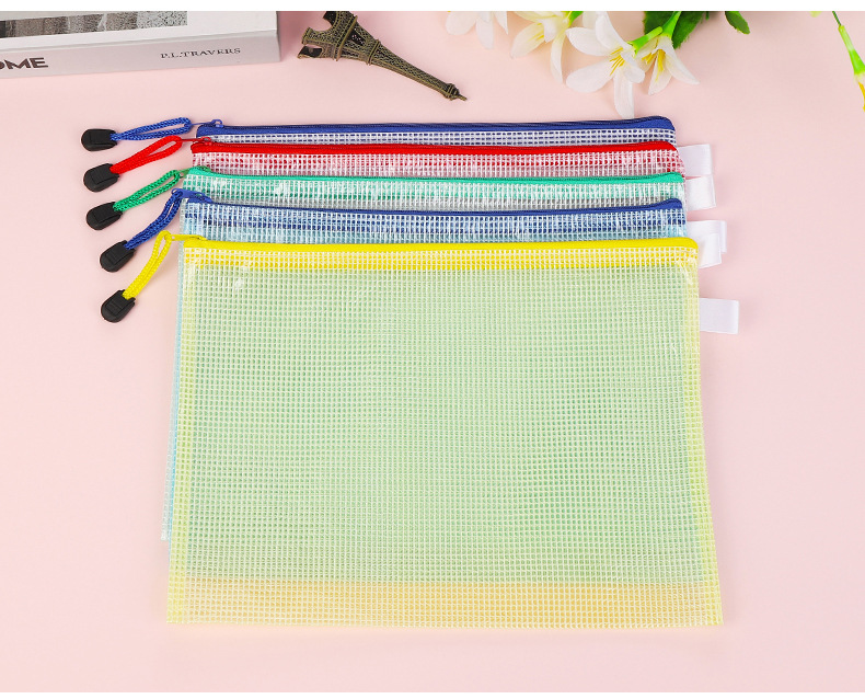 Office Supplies Mesh Bag Zipper Bag Transparent File Bag A4 Information Bag PVC Paper Bag Customized Logo Office Supplies Mesh Bag Zipper Bag Transparent File Bag A4 Information Bag PVC Paper Bag Customized Logo