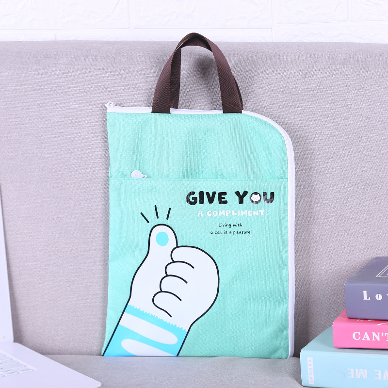 New Casual Student Handbag A4 Information Bag Primary School Student Schoolbag Canvas Bag Korean Cute Printed Tuition Bag
