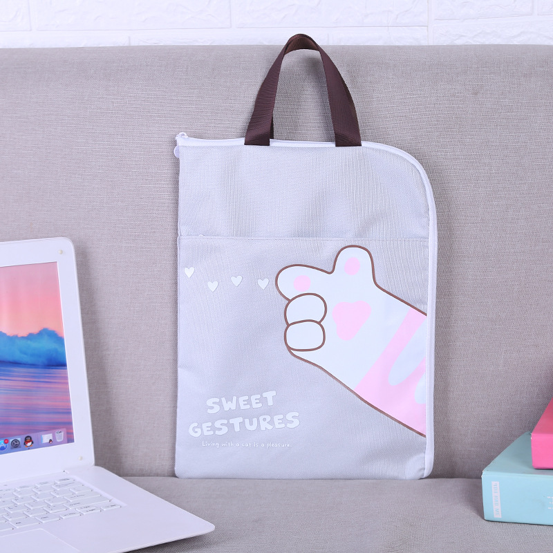 New Casual Student Handbag A4 Information Bag Primary School Student Schoolbag Canvas Bag Korean Cute Printed Tuition Bag