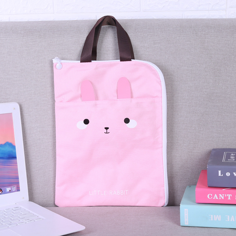 New Casual Student Handbag A4 Information Bag Primary School Student Schoolbag Canvas Bag Korean Cute Printed Tuition Bag