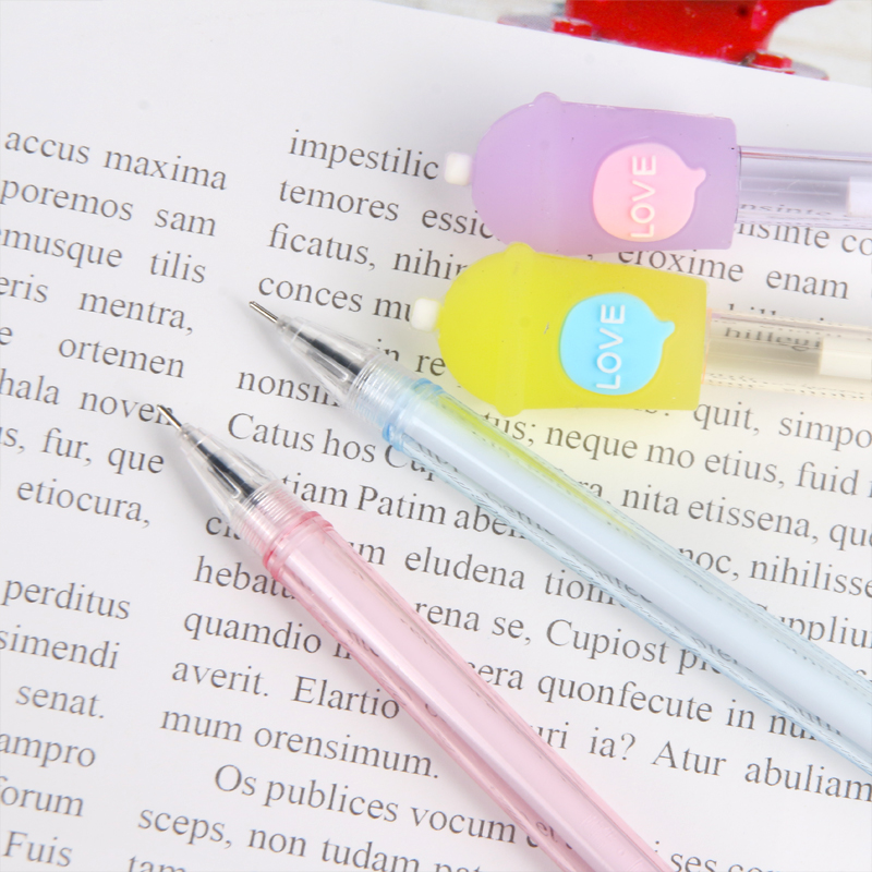 Japanese and Korean Creative Cartoon Simple Love Milky Tea Cup Black Gel Pen Student Studying Stationery Supplies Wholesale Customization