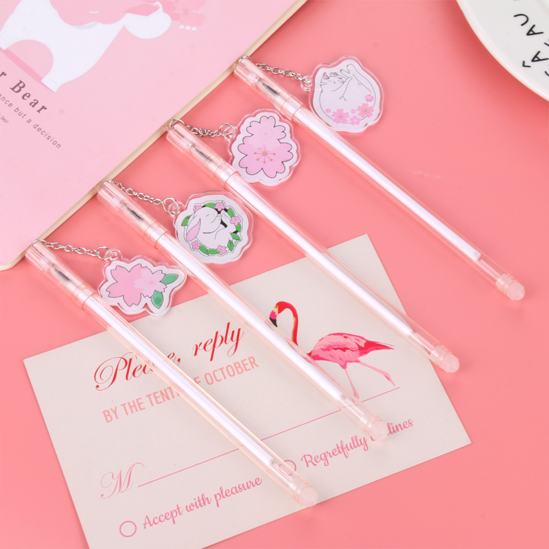 Japanese and Korean Creative New Creative Cherry Blossom Pendant Gel Pen Fresh Students&#039; Supplies Stationery Wholesale Custom Logo