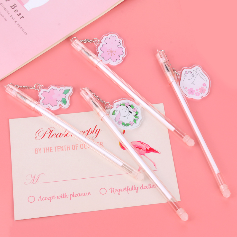 Japanese and Korean Creative New Creative Cherry Blossom Pendant Gel Pen Fresh Students&#039; Supplies Stationery Wholesale Custom Logo