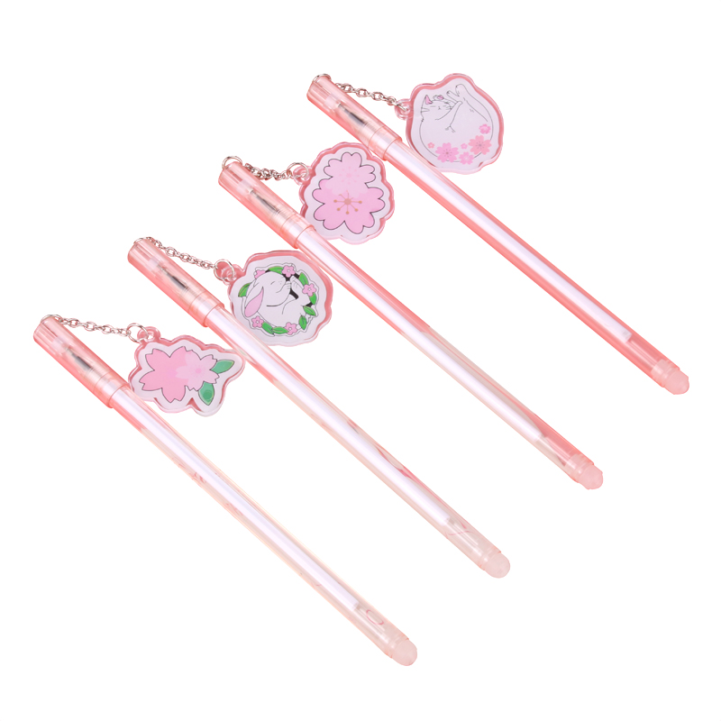 Japanese and Korean Creative New Creative Cherry Blossom Pendant Gel Pen Fresh Students&#039; Supplies Stationery Wholesale Custom Logo