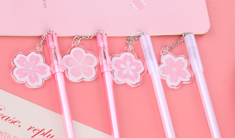 Japanese and Korean Creative New Creative Cherry Blossom Pendant Gel Pen Fresh Students' Supplies Stationery Wholesale Custom Logo Japanese and Korean Creative New Creative Cherry Blossom Pendant Gel Pen Fresh Students' Supplies Stationery Wholesale Custom Logo