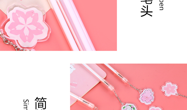 Japanese and Korean Creative New Creative Cherry Blossom Pendant Gel Pen Fresh Students' Supplies Stationery Wholesale Custom Logo Japanese and Korean Creative New Creative Cherry Blossom Pendant Gel Pen Fresh Students' Supplies Stationery Wholesale Custom Logo