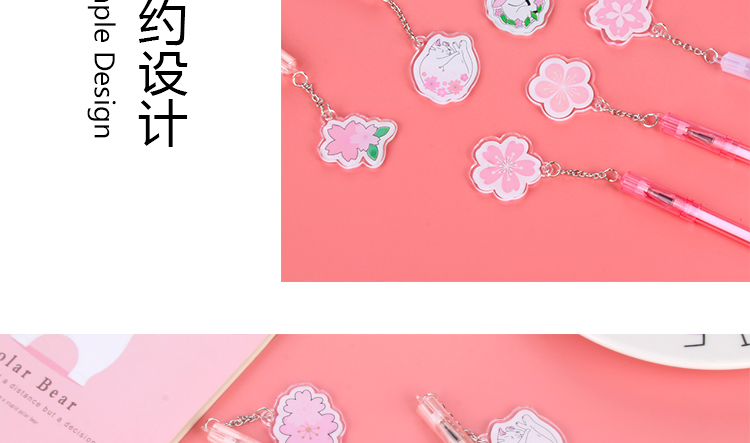 Japanese and Korean Creative New Creative Cherry Blossom Pendant Gel Pen Fresh Students' Supplies Stationery Wholesale Custom Logo Japanese and Korean Creative New Creative Cherry Blossom Pendant Gel Pen Fresh Students' Supplies Stationery Wholesale Custom Logo