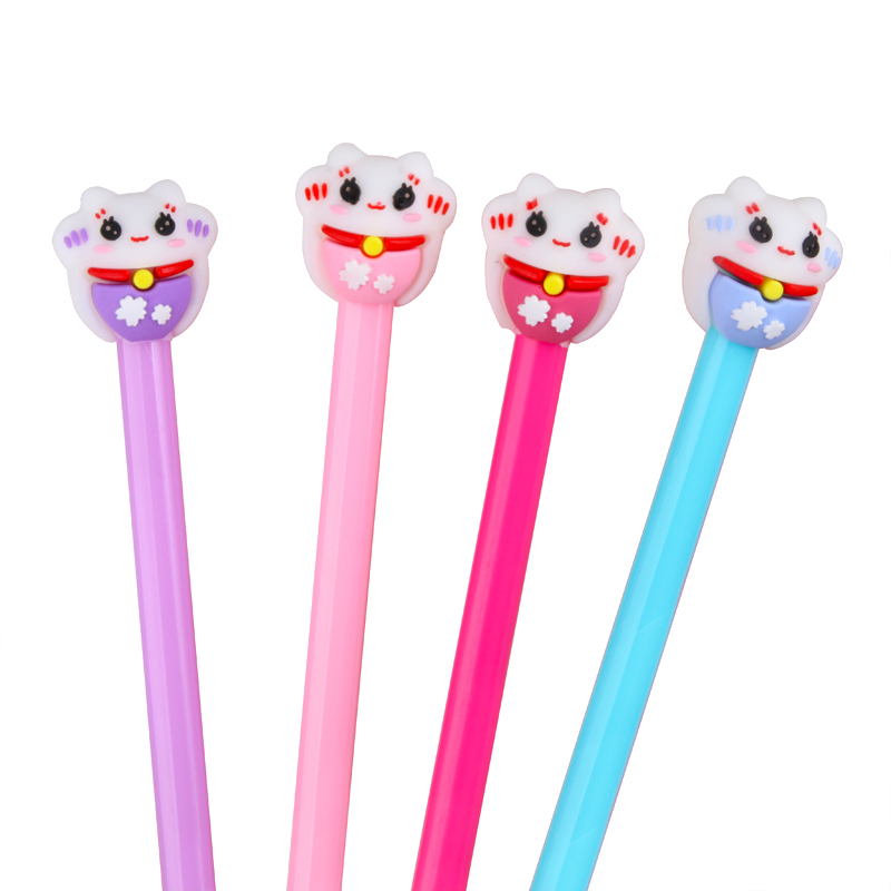 Factory Direct Sales Creative New Lucky Cat Black Gel Pen Student Studying Stationery Wholesale Custom Logo