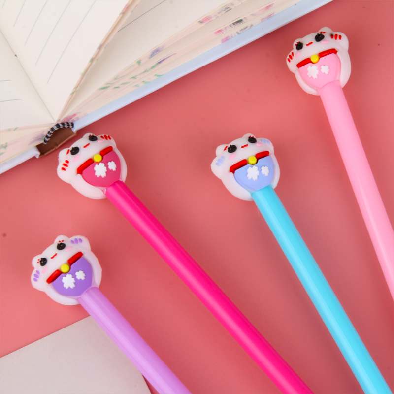 Factory Direct Sales Creative New Lucky Cat Black Gel Pen Student Studying Stationery Wholesale Custom Logo