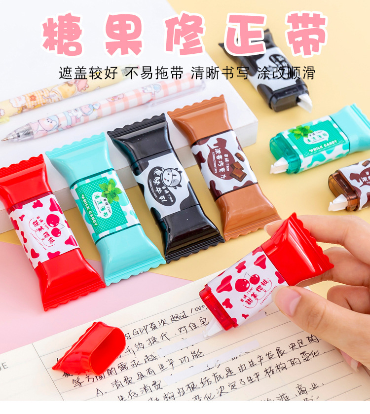Cartoon Creative Cute Candy Correction Tape 3.5 M Korean Creative Student Stationery Correction Tape Correction Tape