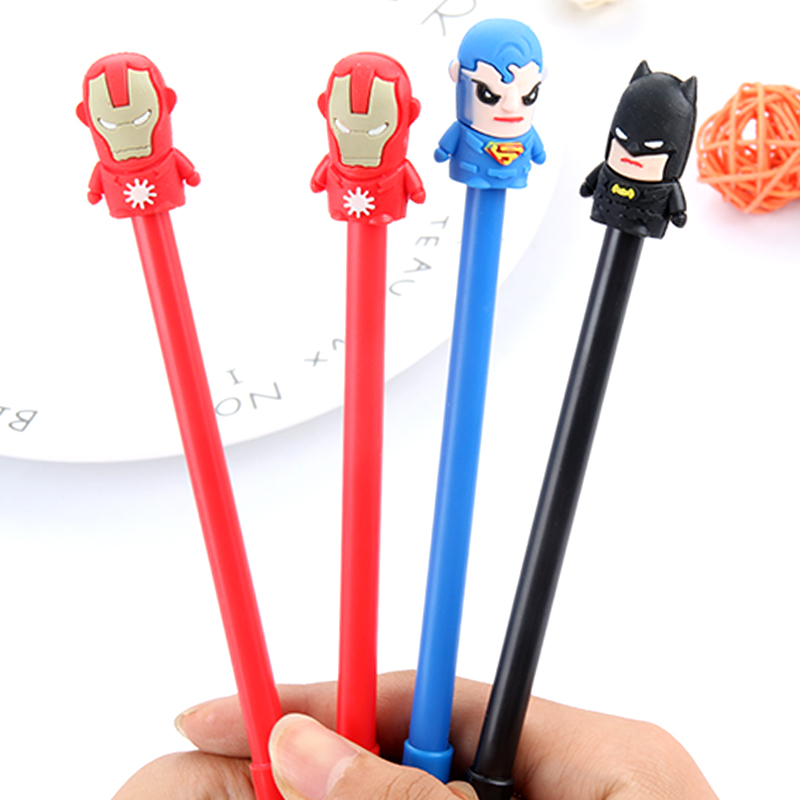 Korean Creative Cartoon Cute Marvel Heroes Gel Pen Black Gel Ink Pen Student Stationery Signature Pen Custom Logo