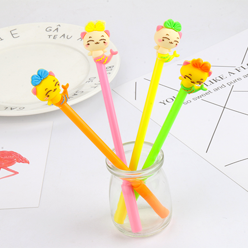 Creative Cartoon Candy Color Mermaid Gel Pen Cute Refreshing Black Gel Ink Pen Stationery Office Supplies