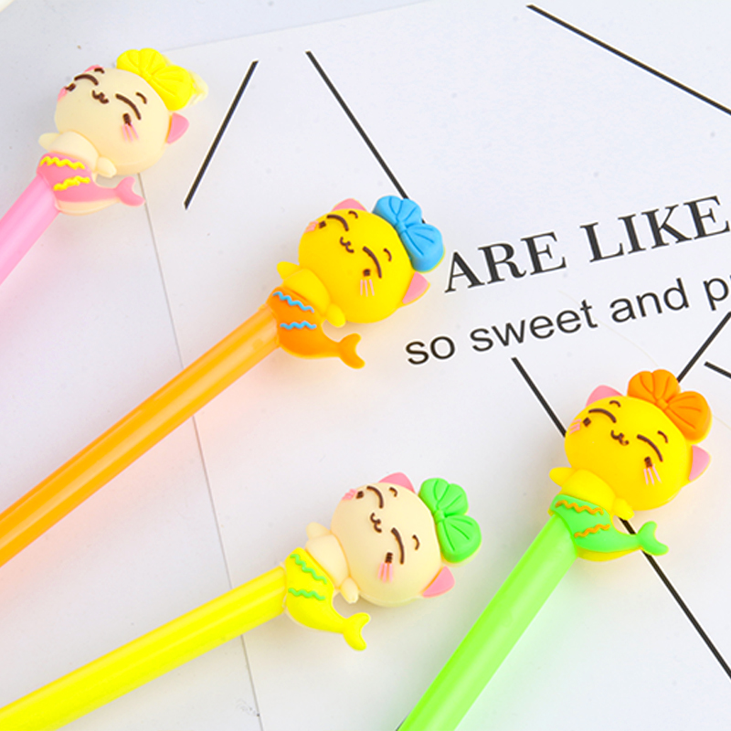 Creative Cartoon Candy Color Mermaid Gel Pen Cute Refreshing Black Gel Ink Pen Stationery Office Supplies