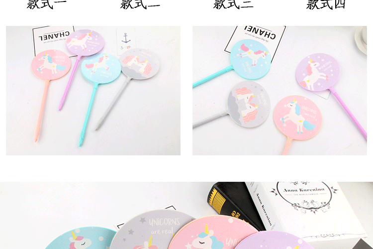Korean Creative Stationery Fan Pen Cute Cartoon Unicorn Gel Pen Small Fresh Signature Pen Can Be Printed Logo Korean Creative Stationery Fan Pen Cute Cartoon Unicorn Gel Pen Small Fresh Signature Pen Can Be Printed Logo