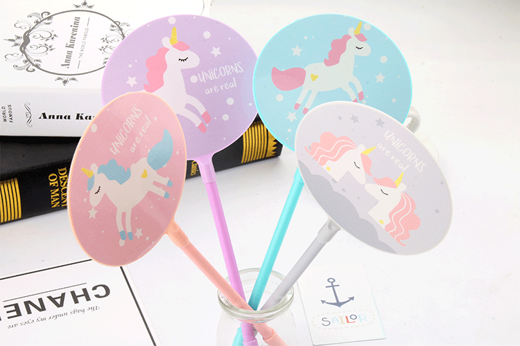 Korean Creative Stationery Fan Pen Cute Cartoon Unicorn Gel Pen Small Fresh Signature Pen Can Be Printed Logo Korean Creative Stationery Fan Pen Cute Cartoon Unicorn Gel Pen Small Fresh Signature Pen Can Be Printed Logo