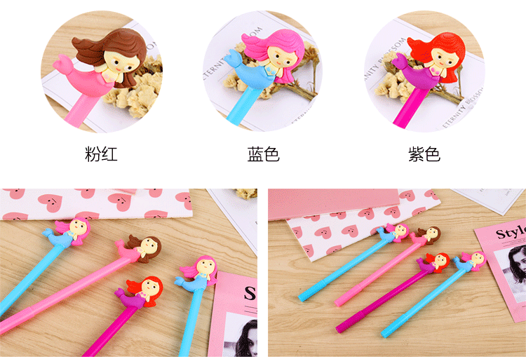 Factory Direct Sales Creative Stationery Mermaid Cartoon Gel Pen Small Fish Man Black Gel Ink Pen Office Signature Pen Factory Direct Sales Creative Stationery Mermaid Cartoon Gel Pen Small Fish Man Black Gel Ink Pen Office Signature Pen
