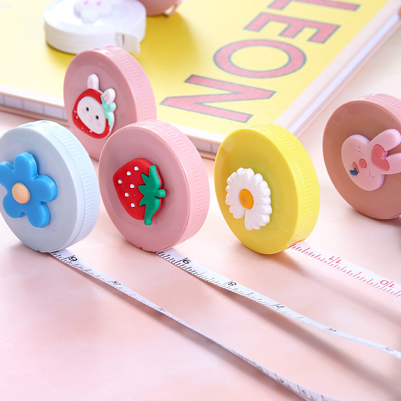 Creative Stationery Cartoon Tape Measure Cute Portable Fan 1.5M Feet Double Specification Measuring Tape Measuring Three Circumference Small Tape Measure