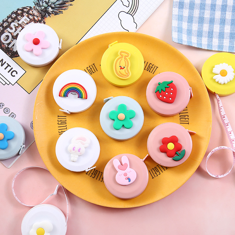 Creative Stationery Cartoon Tape Measure Cute Portable Fan 1.5M Feet Double Specification Measuring Tape Measuring Three Circumference Small Tape Measure