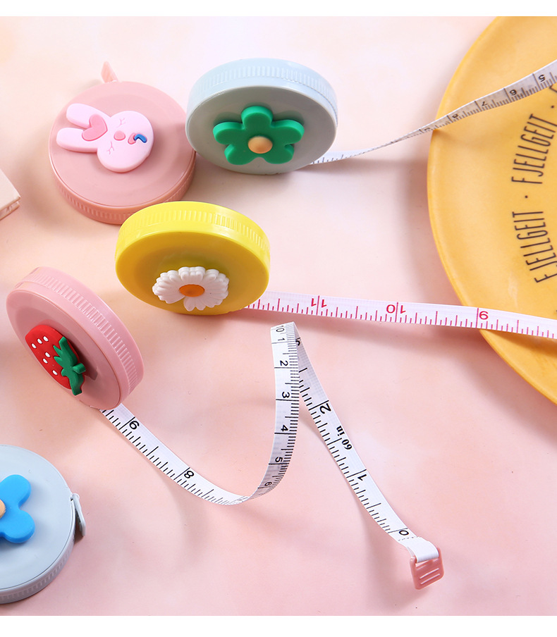Creative Stationery Cartoon Tape Measure Cute Portable Fan 1.5M Feet Double Specification Measuring Tape Measuring Three Circumference Small Tape Measure