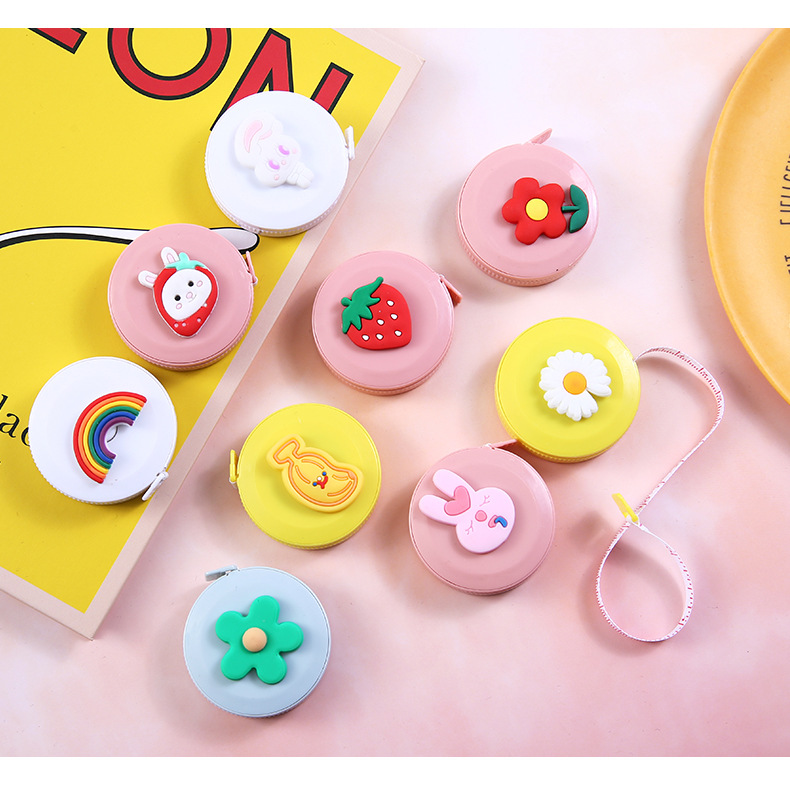 Creative Stationery Cartoon Tape Measure Cute Portable Fan 1.5M Feet Double Specification Measuring Tape Measuring Three Circumference Small Tape Measure