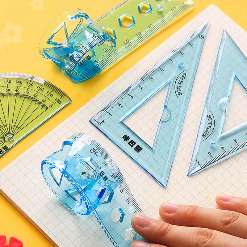 Kabaxiong Measuring Tape 4-Piece Set Flexible Ruler 15cm Children 20cm Student Stationery Soft Ruler Sets Creative