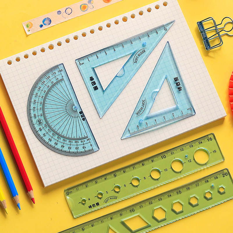 Kabaxiong Measuring Tape 4-Piece Set Flexible Ruler 15cm Children 20cm Student Stationery Soft Ruler Sets Creative