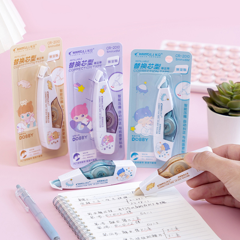 Correction Tape Replaceable Core Smoked Morandi Transparent Correction Tape Student Stationery Portable Push Type Correction Tape