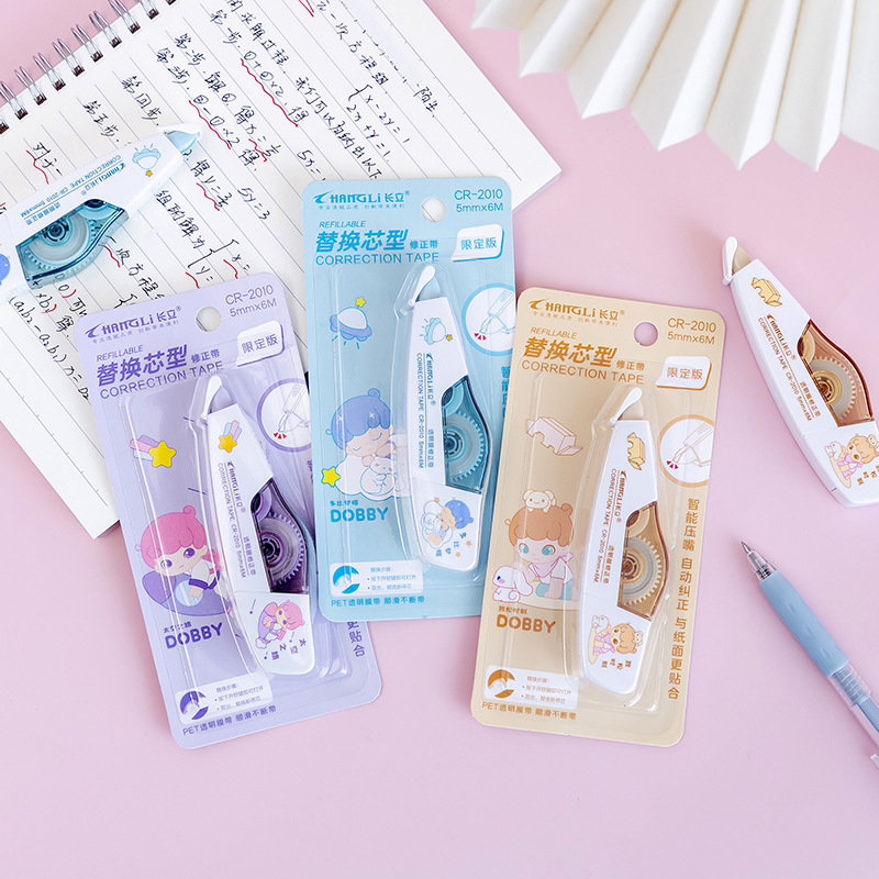 Correction Tape Replaceable Core Smoked Morandi Transparent Correction Tape Student Stationery Portable Push Type Correction Tape