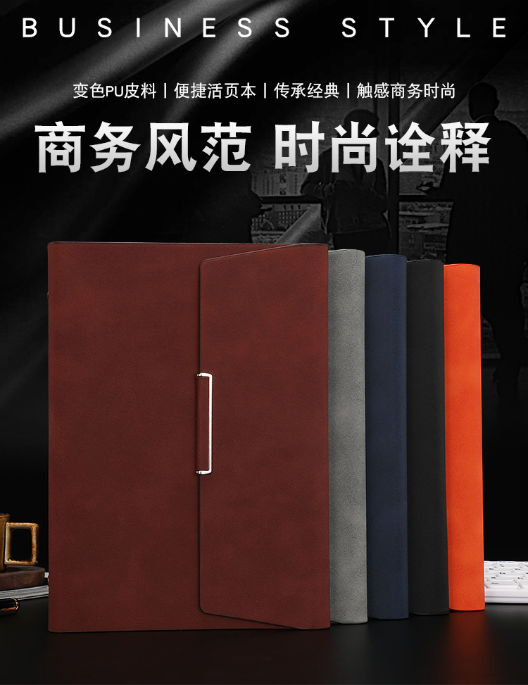Products in Stock New Leather Surface Notepad A5 Tri-Fold Loose-Leaf Notebook Pack Business Office Diary Customized Logo