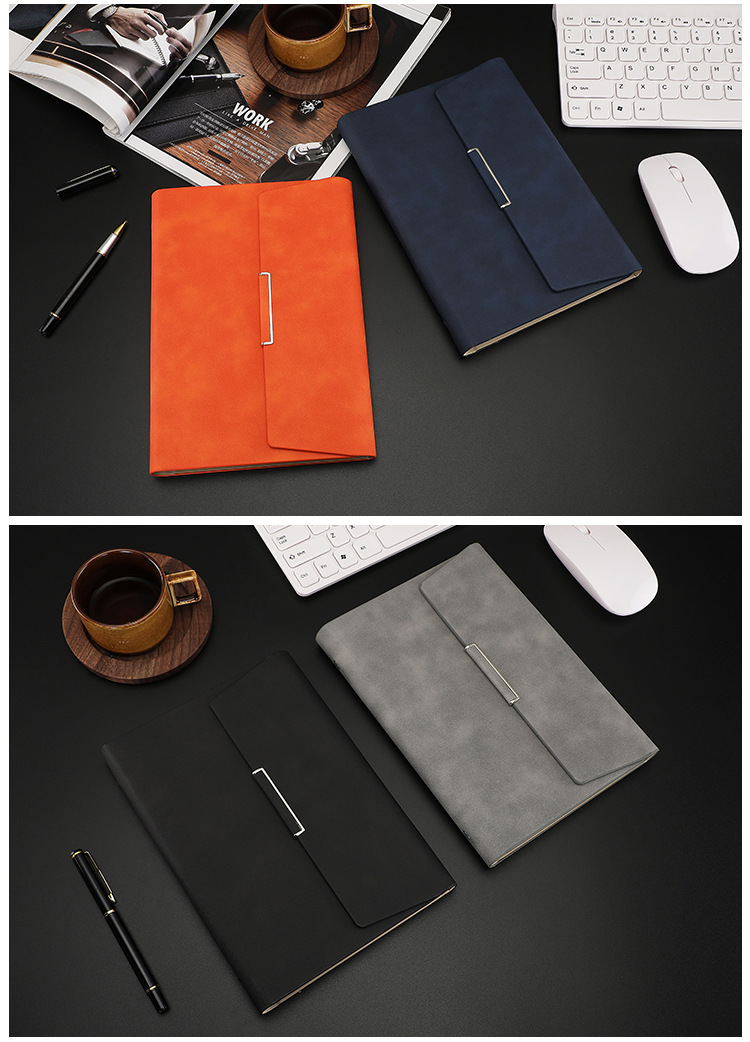 Products in Stock New Leather Surface Notepad A5 Tri-Fold Loose-Leaf Notebook Pack Business Office Diary Customized Logo