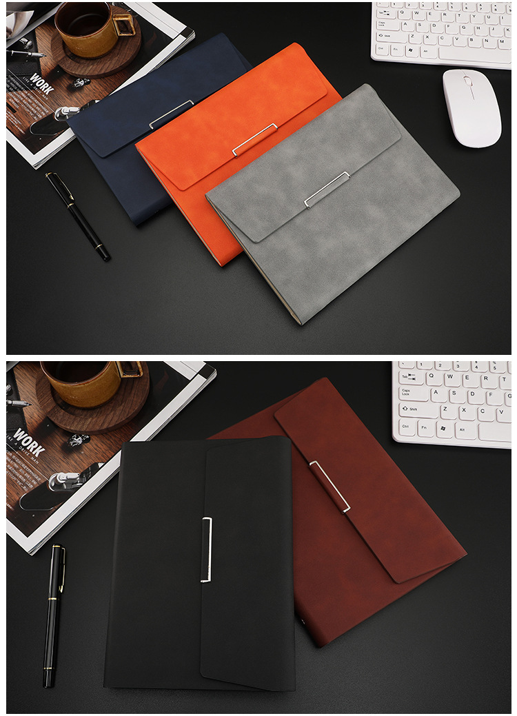 Products in Stock New Leather Surface Notepad A5 Tri-Fold Loose-Leaf Notebook Pack Business Office Diary Customized Logo