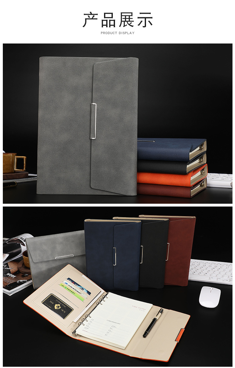 Products in Stock New Leather Surface Notepad A5 Tri-Fold Loose-Leaf Notebook Pack Business Office Diary Customized Logo