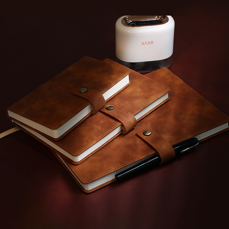 A5 Simple Imitation Leather Hard Cover Notebook Black Skin Feeling Pu Notebook Logo Gift Buckle Green Notepad