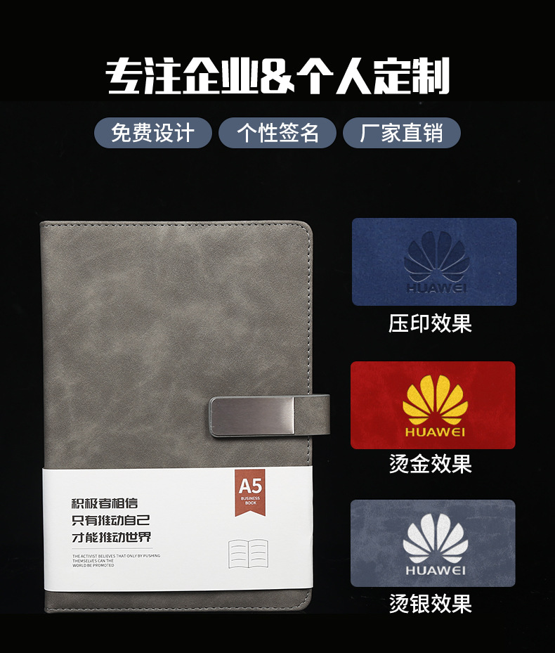 A5 Business Notebook Book Simple Fashion Business PU Leather Office Meeting Student Gift Stationery Notebook