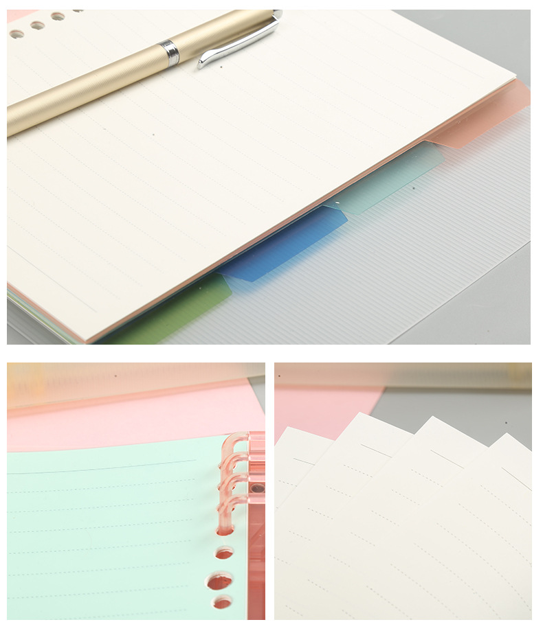 Hot 9-Hole A5 Loose Spiral Notebook Plastic Shell B5 Candy Color Pp Loose-Leaf Binder Cute Notebook Refill Shell