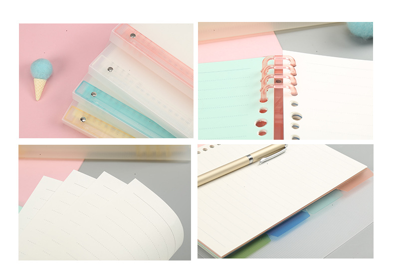 Hot 9-Hole A5 Loose Spiral Notebook Plastic Shell B5 Candy Color Pp Loose-Leaf Binder Cute Notebook Refill Shell