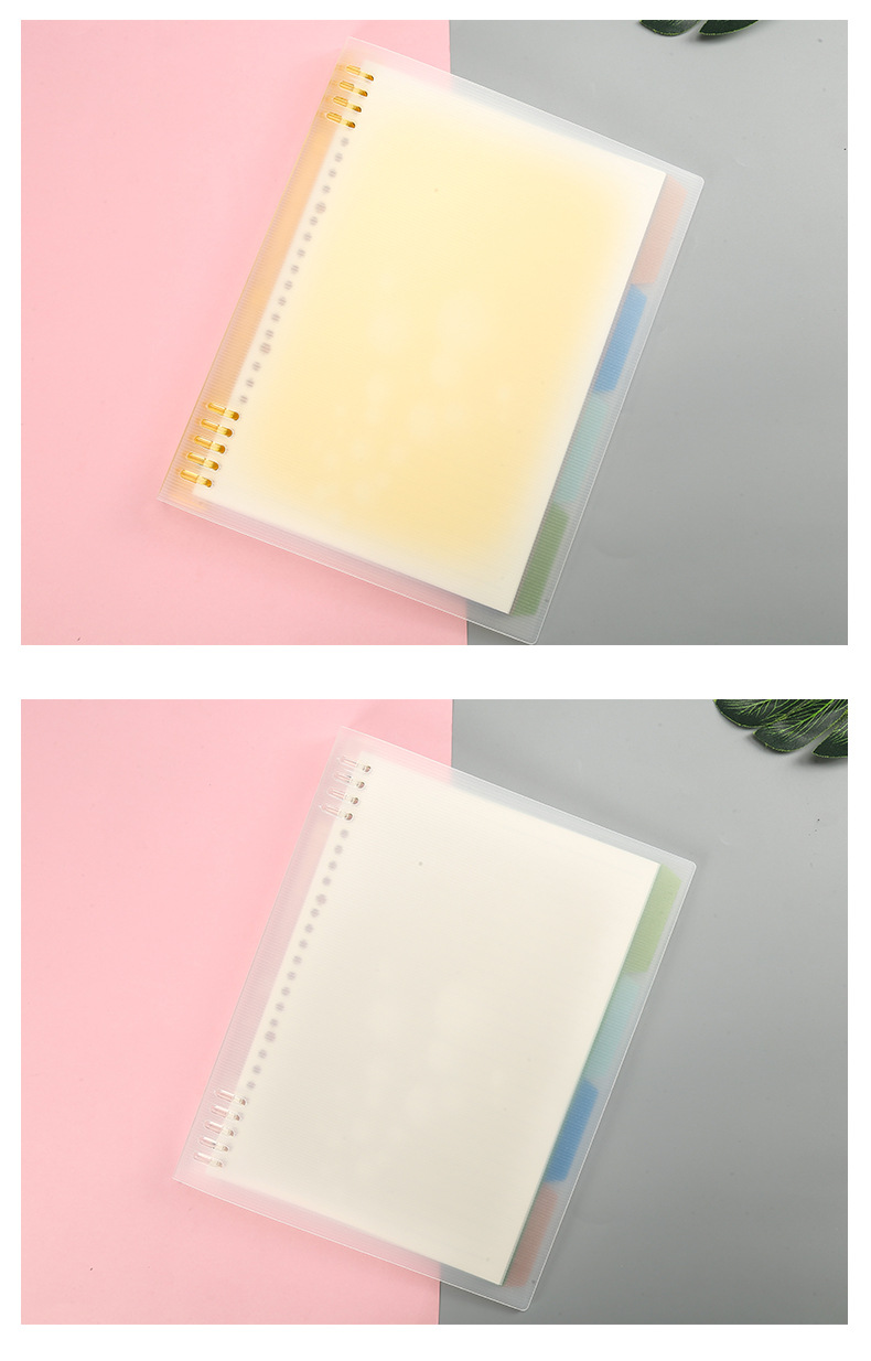 Hot 9-Hole A5 Loose Spiral Notebook Plastic Shell B5 Candy Color Pp Loose-Leaf Binder Cute Notebook Refill Shell