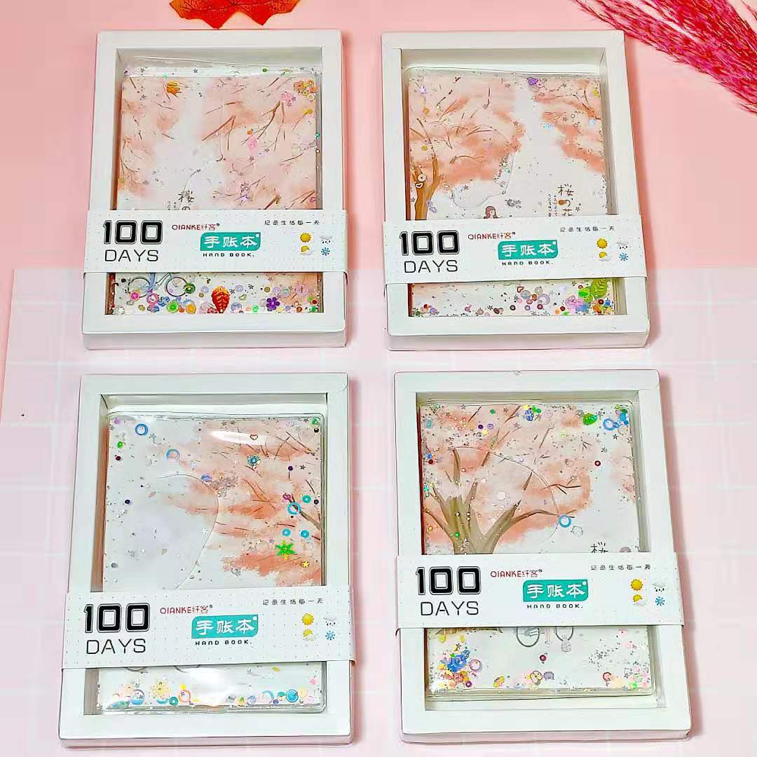 Creative Journal Book Notebook Quicksand Plastic Cover Notebook Student Stationery Diary Loose-Leaf Notebook Gift Wholesale