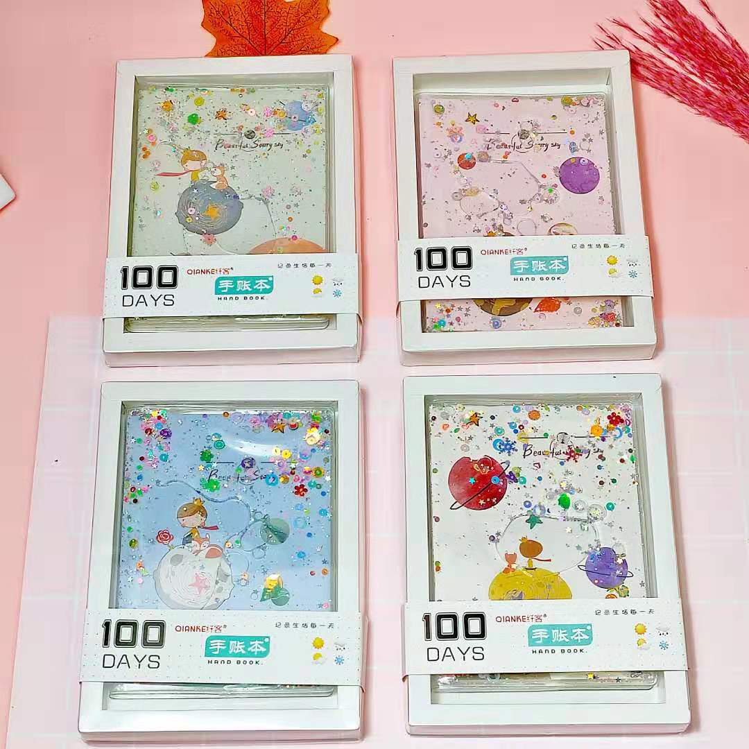 Creative Journal Book Notebook Quicksand Plastic Cover Notebook Student Stationery Diary Loose-Leaf Notebook Gift Wholesale
